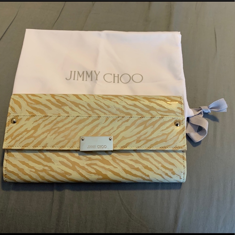 SALE!! Jimmy Choo Beige Zebra Striped Clutch Purse